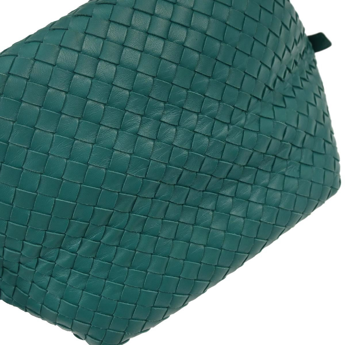 Bottega Veneta Zip Cube Messenger Intrecciato Nappa Green Leather Shoulder Bag Bag (Pre-Owned)