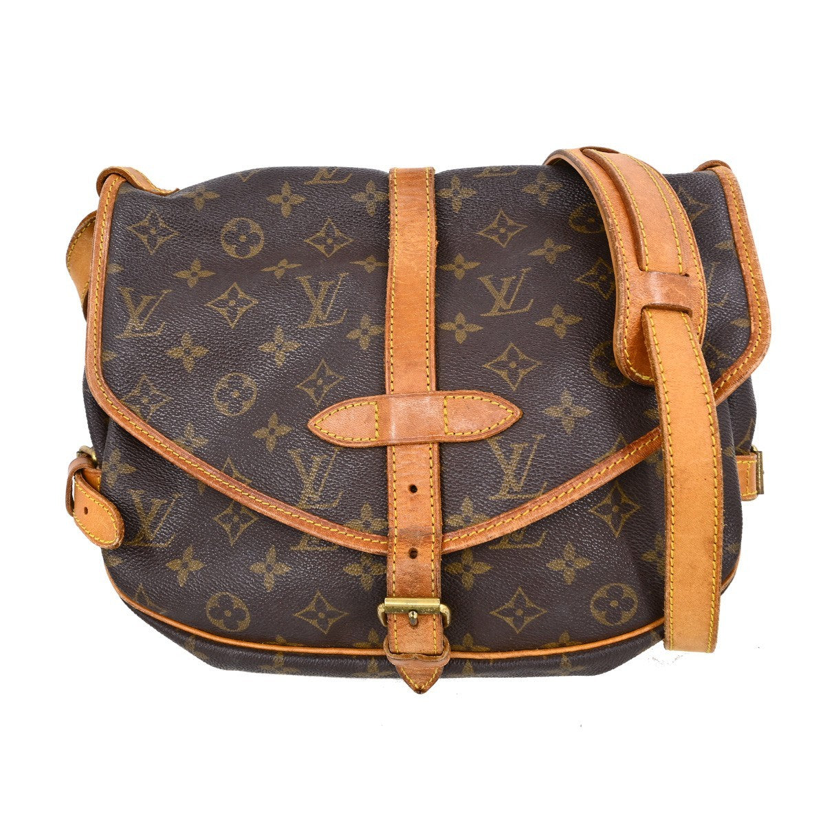 Louis Vuitton Saumur Handbag Monogram Canvas Brown Canvas Shoulder Bag Bag (Pre-Owned)