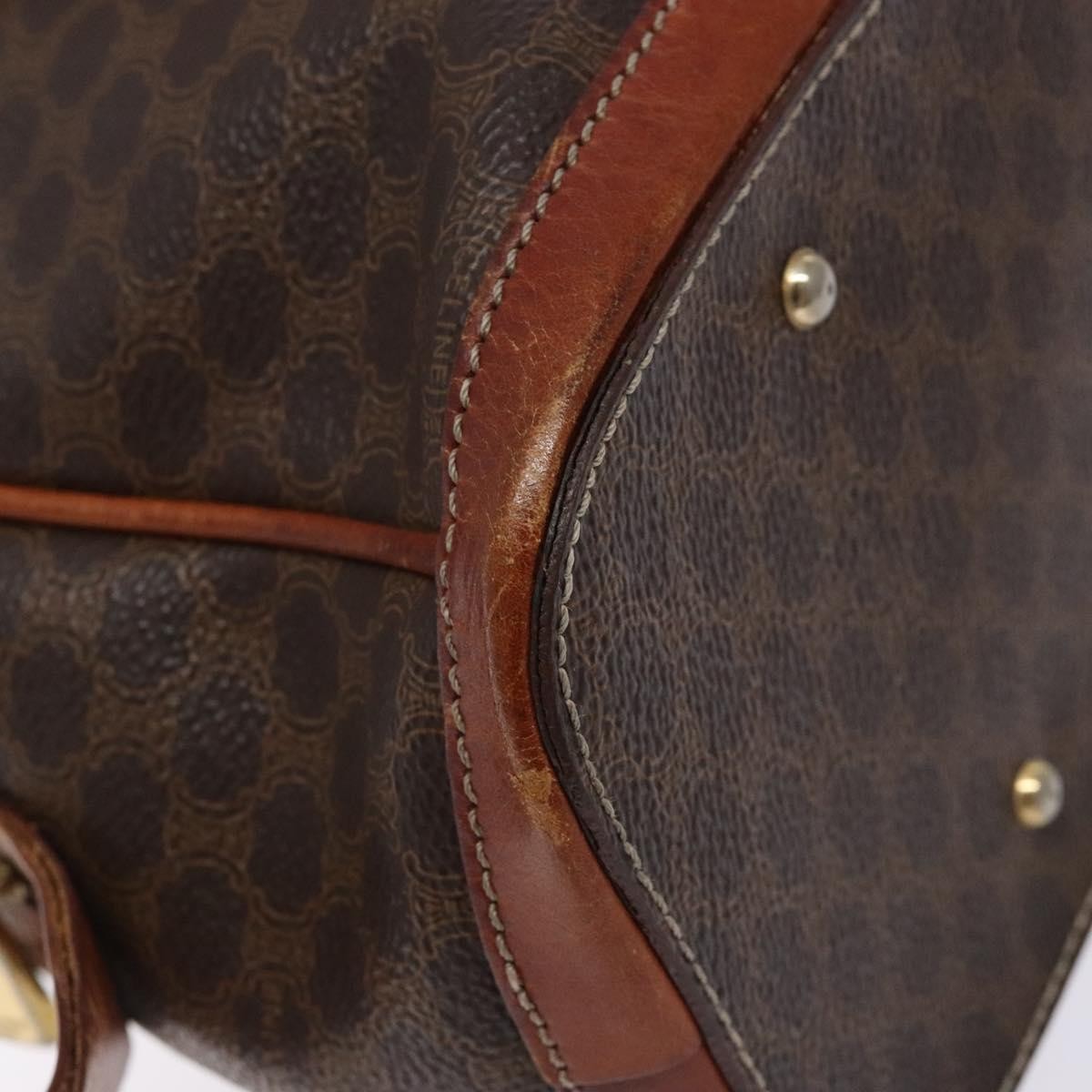 Celine Macadam Handbag Macadam With Leather Brown Canvas Handbag (Pre-Owned)