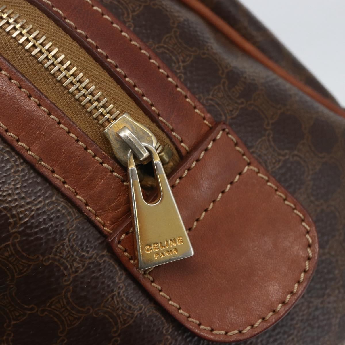 Celine Vintage Macadam Handbag Canvas And Leather Brown Canvas Shoulder Bag Bag (Pre-Owned)