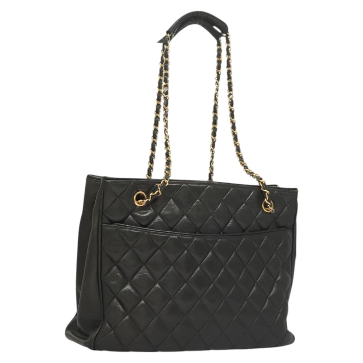 Chanel Chain Shoulder Bag Leather Black Leather Shoulder Bag Bag (Pre-Owned)