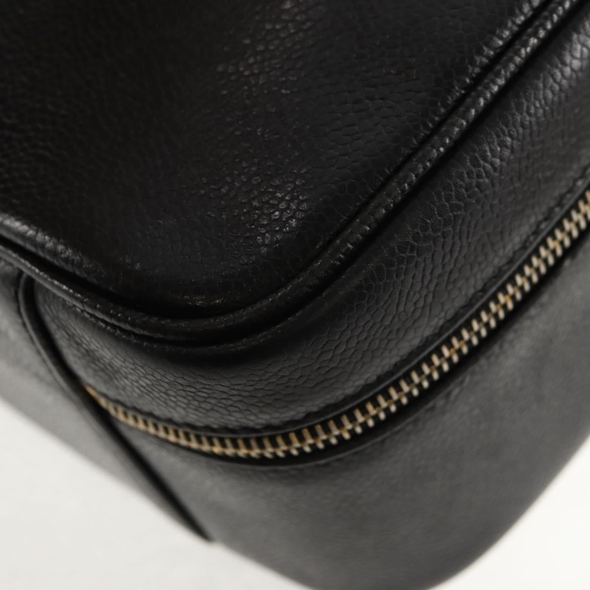 Chanel Vintage Timeless Zip Around Vanity Case Caviar Black Leather Clutche & Pouche Bag (Pre-Owned)