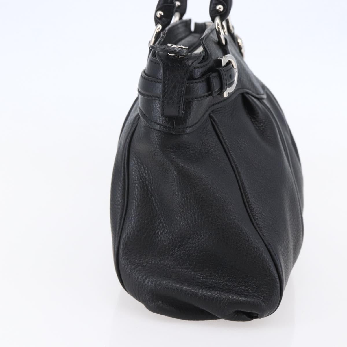 Salvatore Ferragamo Gancini Tote Leather Black Leather Tote Bag Bag (Pre-Owned)
