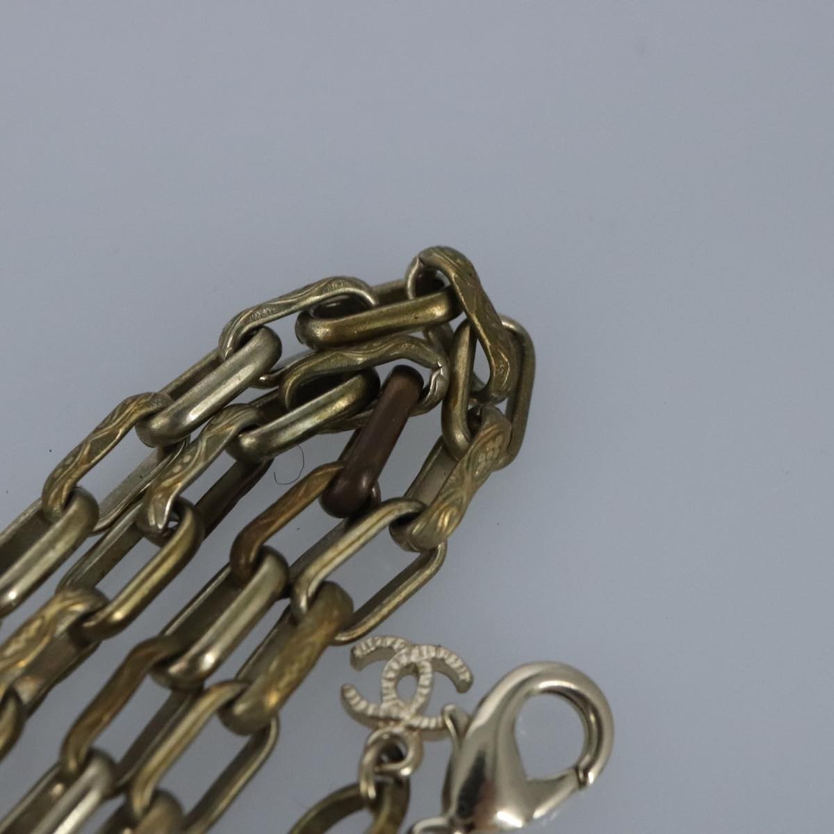 Chanel Vintage Double Strand Cc Pendant Necklace Metal With Crystals Gold Metal Necklace Jewelry (Pre-Owned)