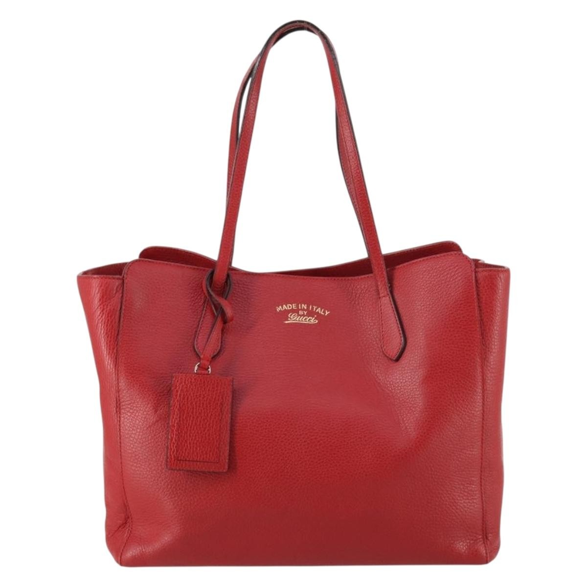 Gucci Swing Tote Leather Red Leather Bag (Pre-Owned)