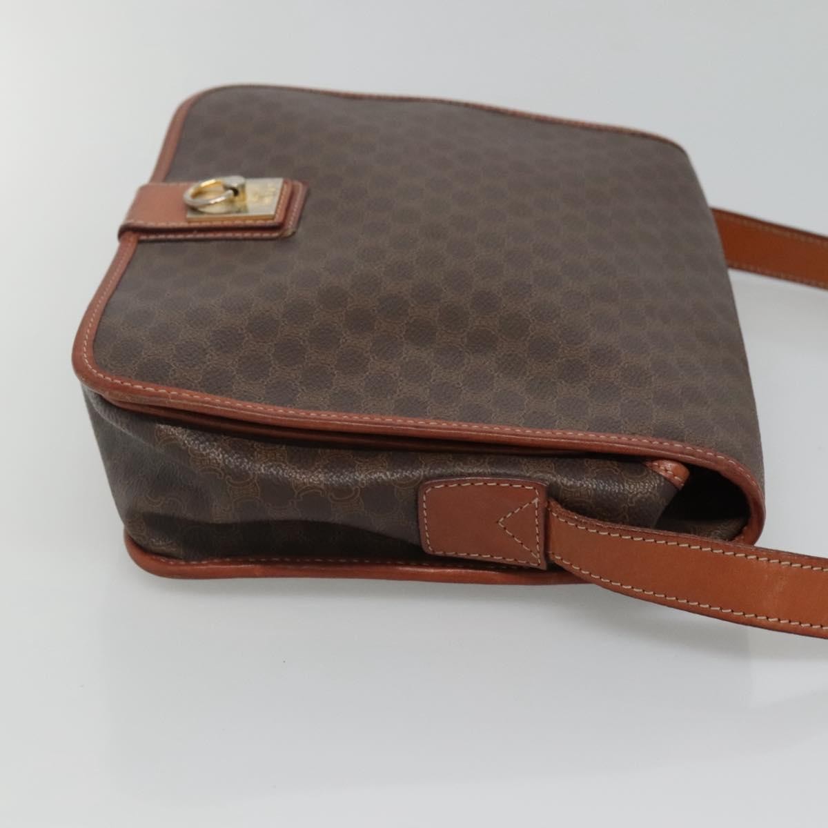 Celine Vintage Macadam Shoulder Bag Canvas And Leather Brown Canvas Shoulder Bag Bag (Pre-Owned)