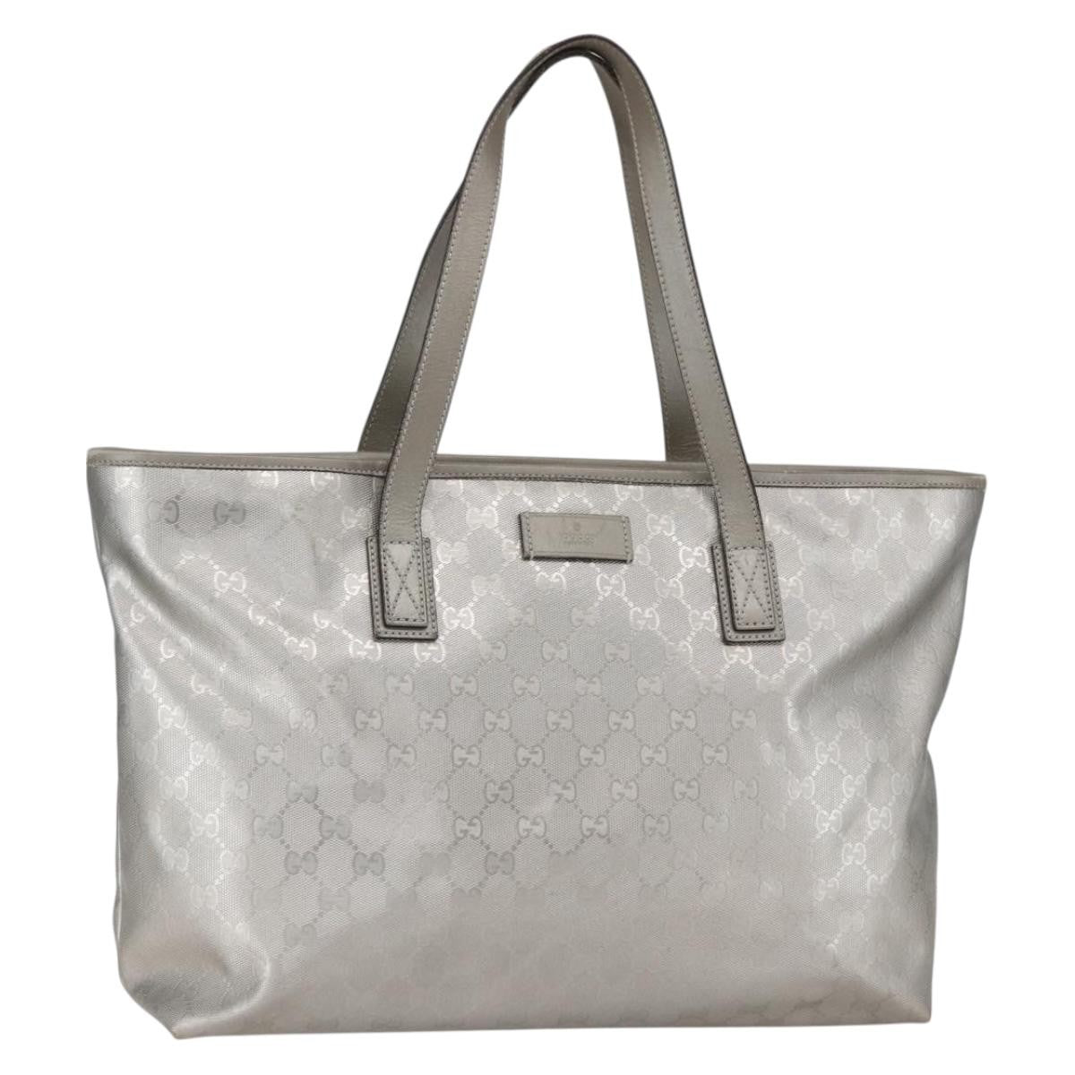 Gucci Plus Tote Gg Imprime Silver Canvas Tote Bag Bag (Pre-Owned)