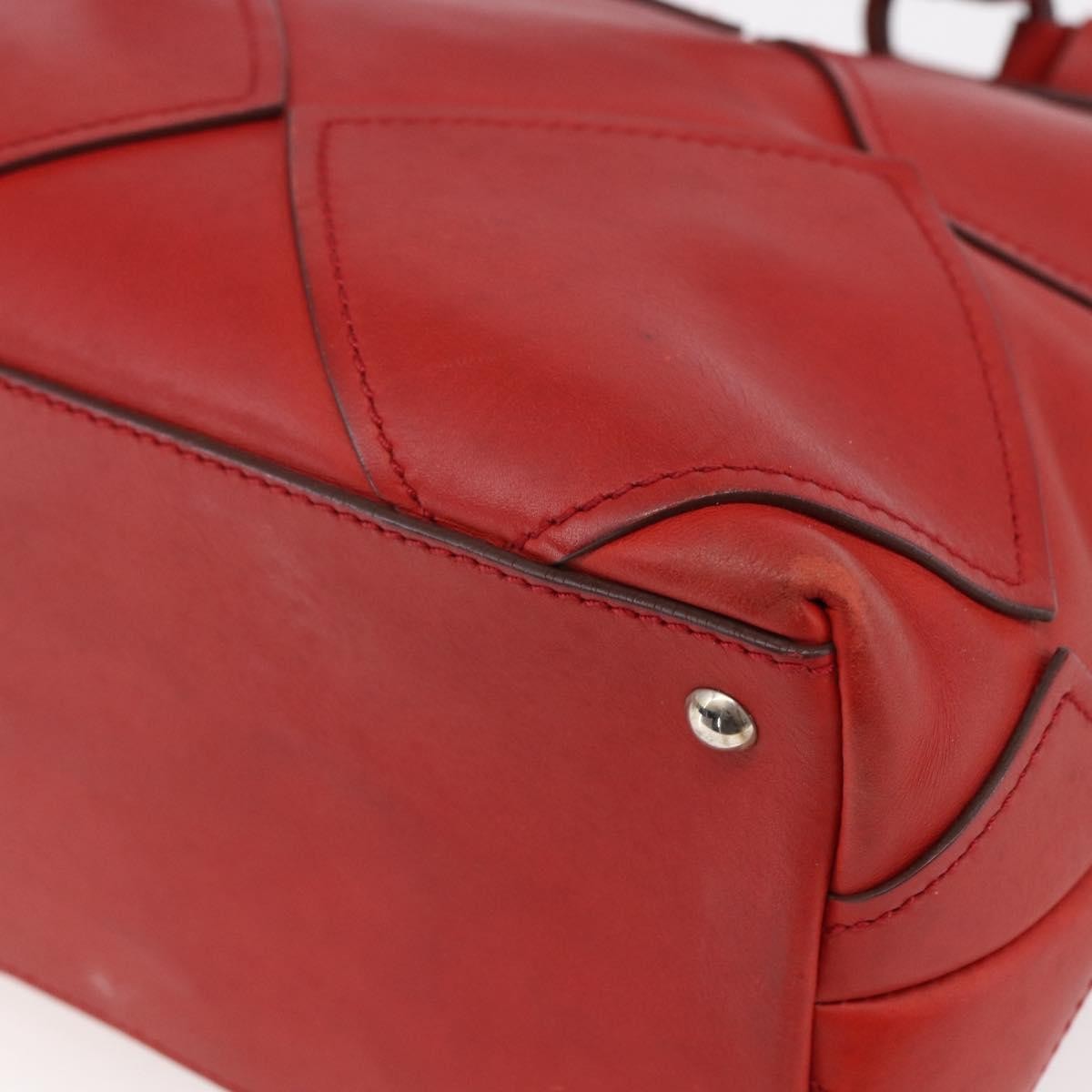 Salvatore Ferragamo Gancini Handbag Leather Red Leather Handbag (Pre-Owned)