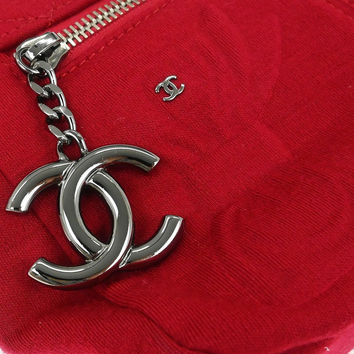 Chanel Vintage Chain Shoulder Bag Cotton Red Cotton Shoulder Bag Bag (Pre-Owned)
