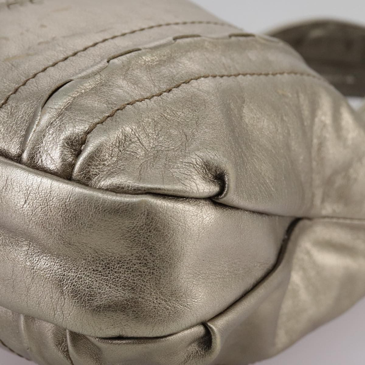 Salvatore Ferragamo Gancini Handbag Leather Gold Leather Handbag (Pre-Owned)