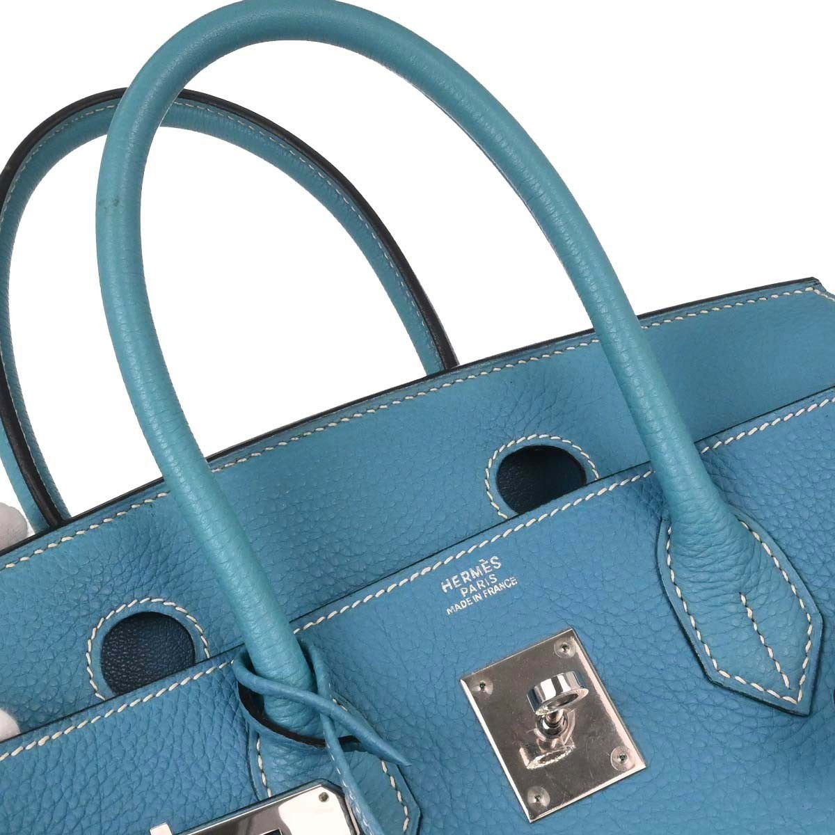 Hermes Touch Birkin Bag Blue Togo With Blue Matte Alligator And Gold Hardware Blue Leather Handbag (Pre-Owned)