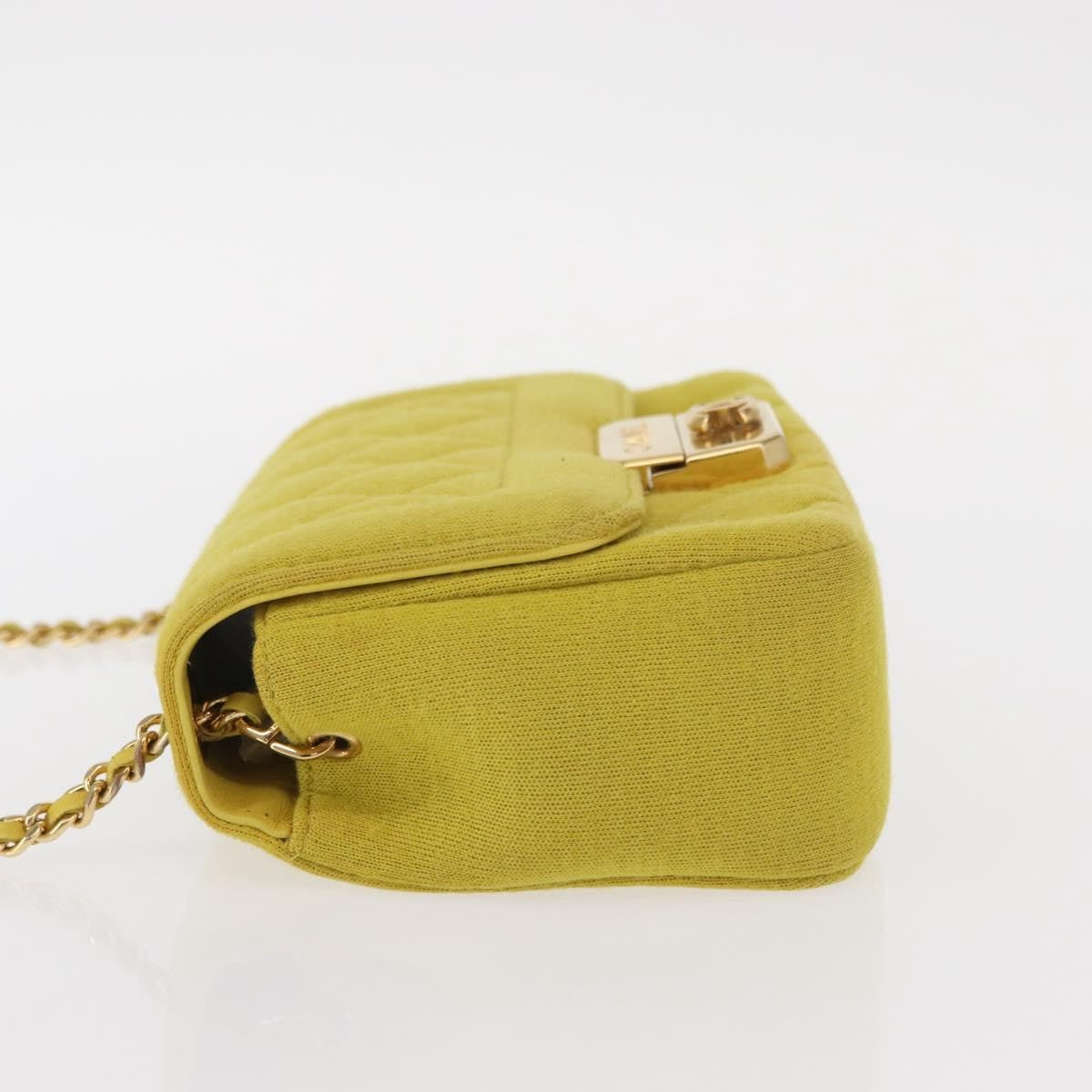 Chanel Chic With Me Flap Bag Quilted Jersey Yellow Cotton Shoulder Bag Bag (Pre-Owned)