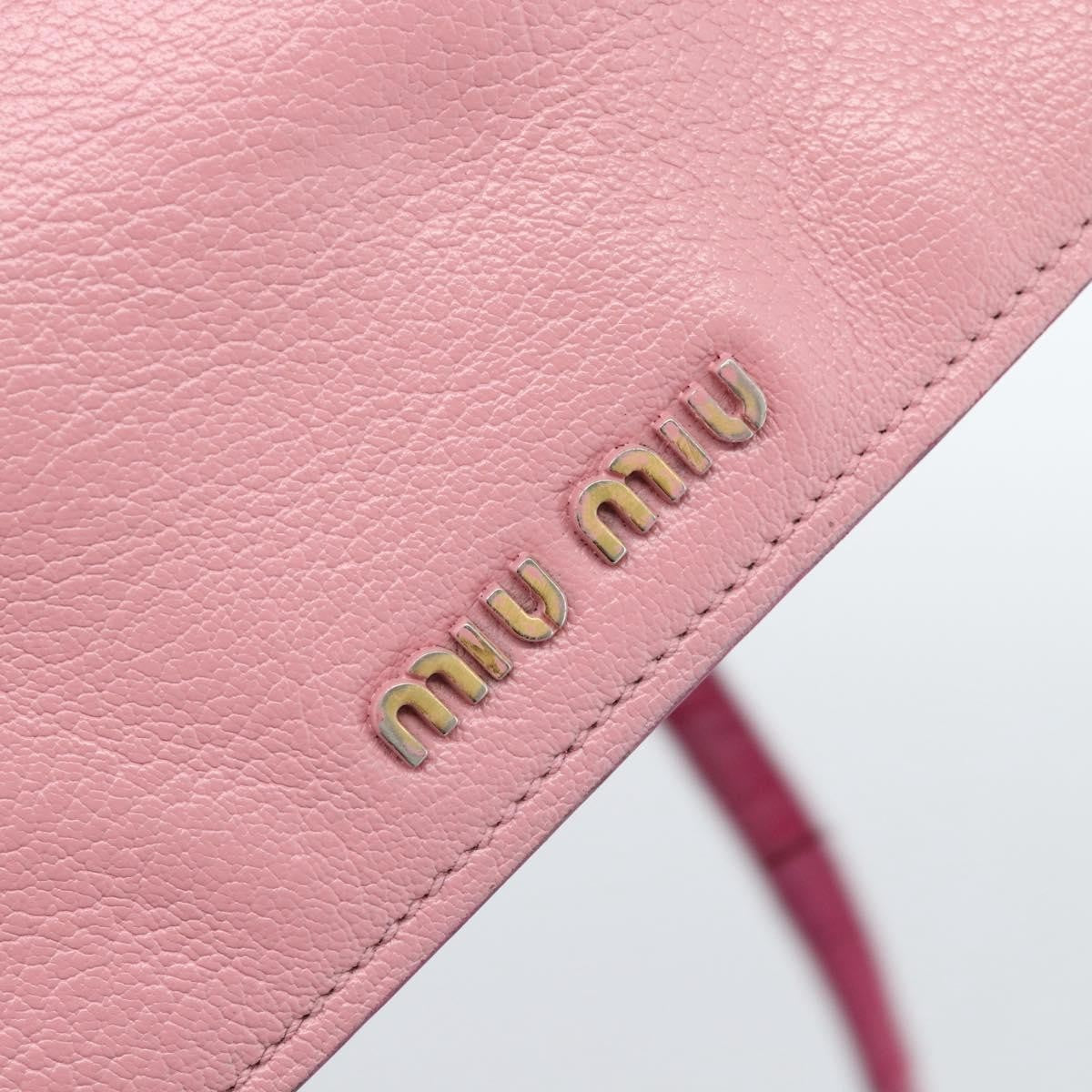 Miu Miu Madras Convertible Lock Tote Leather Pink Leather Handbag (Pre-Owned)