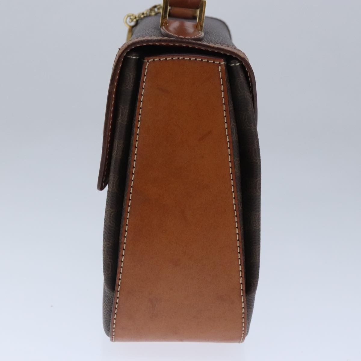 Celine Vintage Convertible Top Handle Bag Macadam Coated Canvas Brown Canvas Handbag (Pre-Owned)