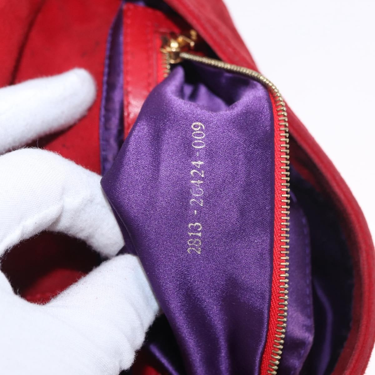 Fendi Baguette Bag Leather Red Suede Shoulder Bag Bag (Pre-Owned)