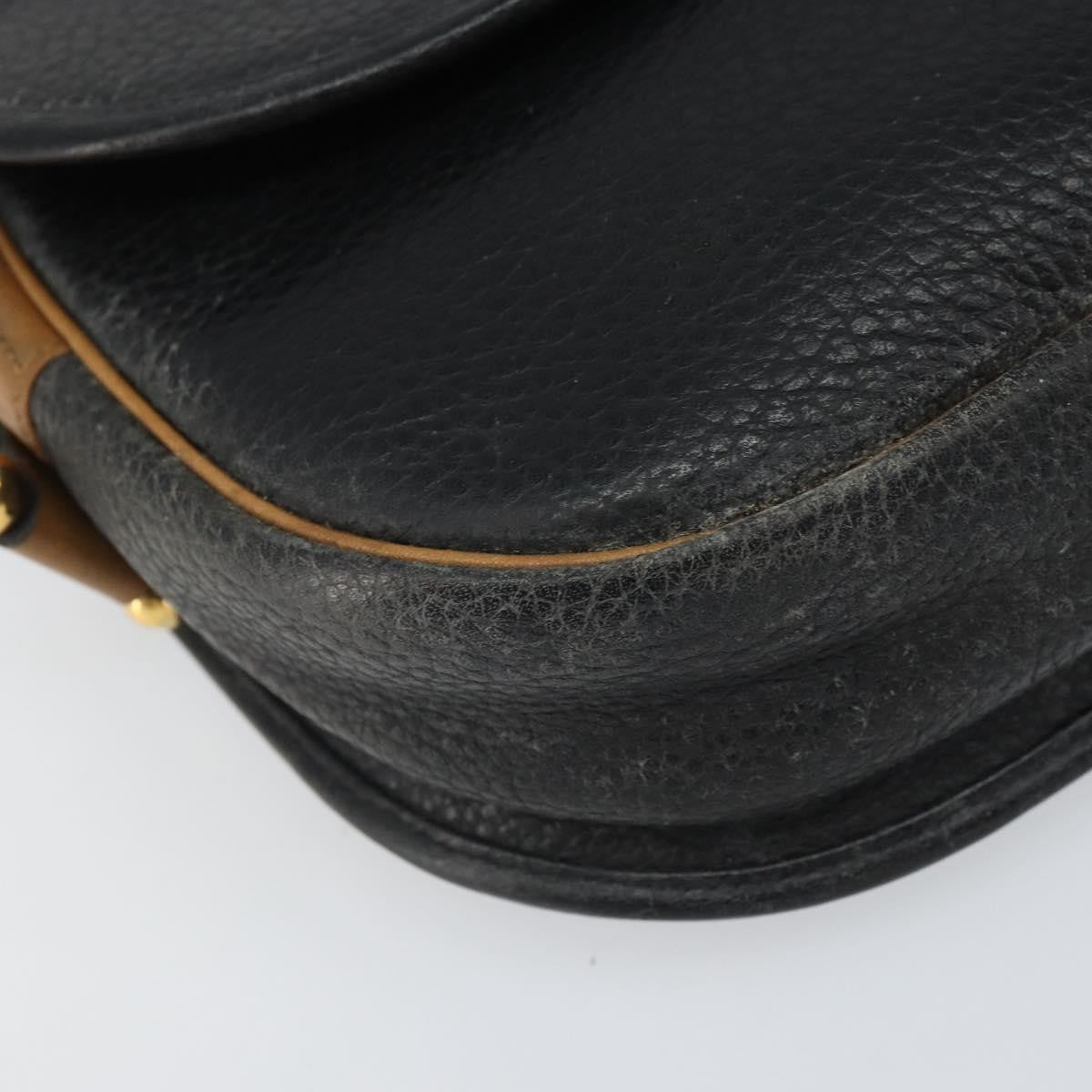 Christian Dior Vintage Shoulder Bag Leather Black Leather Shoulder Bag Bag (Pre-Owned)