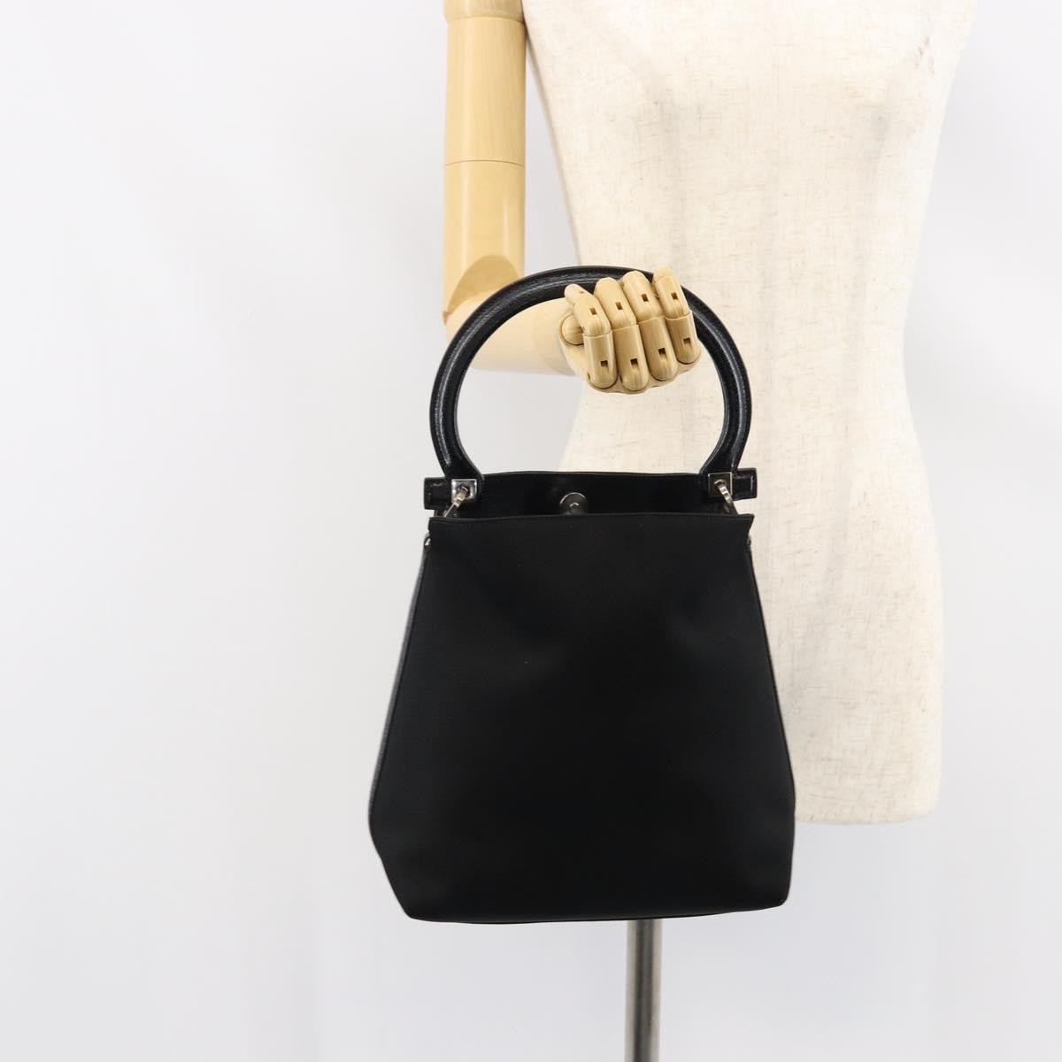 Salvatore Ferragamo Vintage Handbag Nylon Black Nylon Handbag (Pre-Owned)