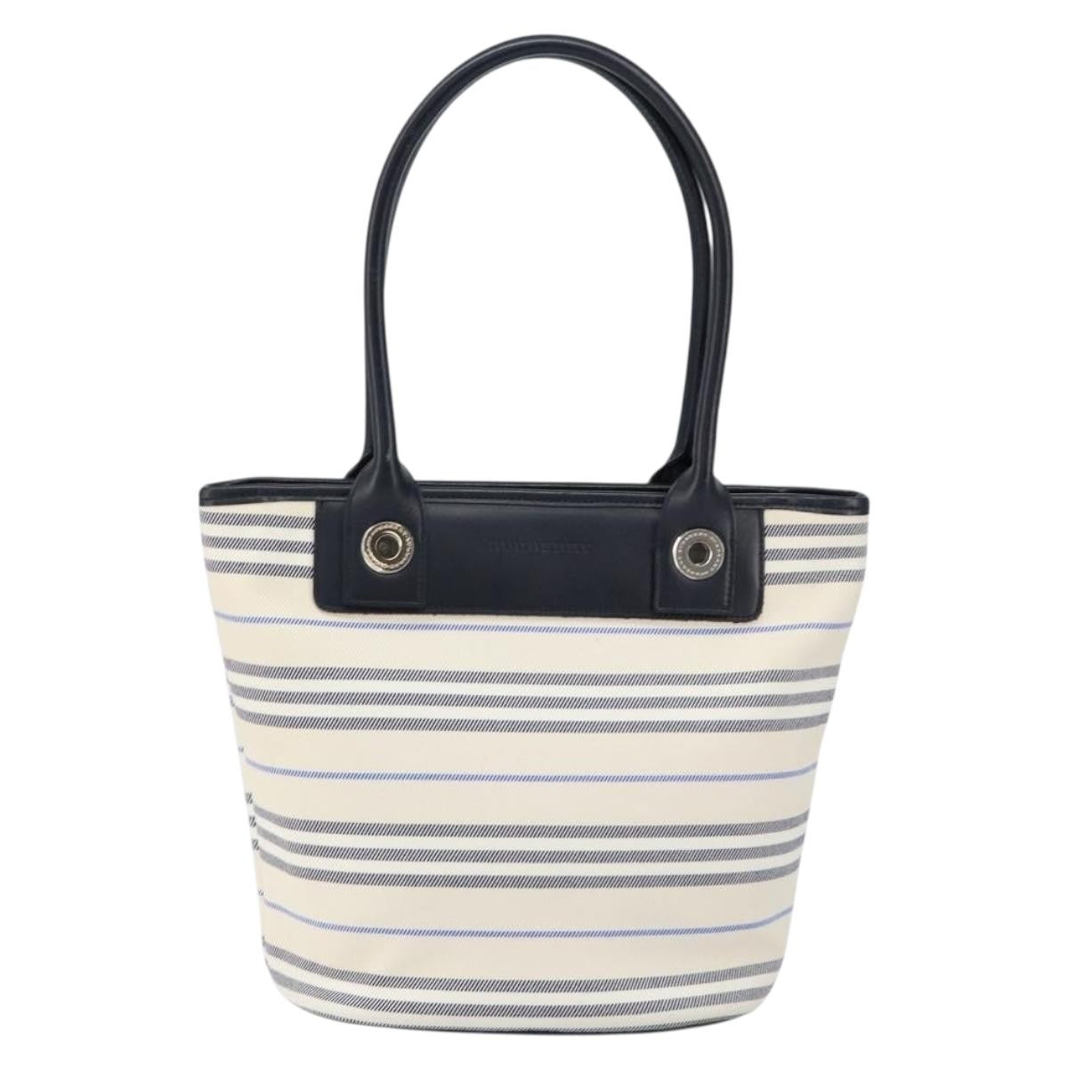 Burberry Blue Label Tote Bag Canvas White Canvas Tote Bag Bag (Pre-Owned)