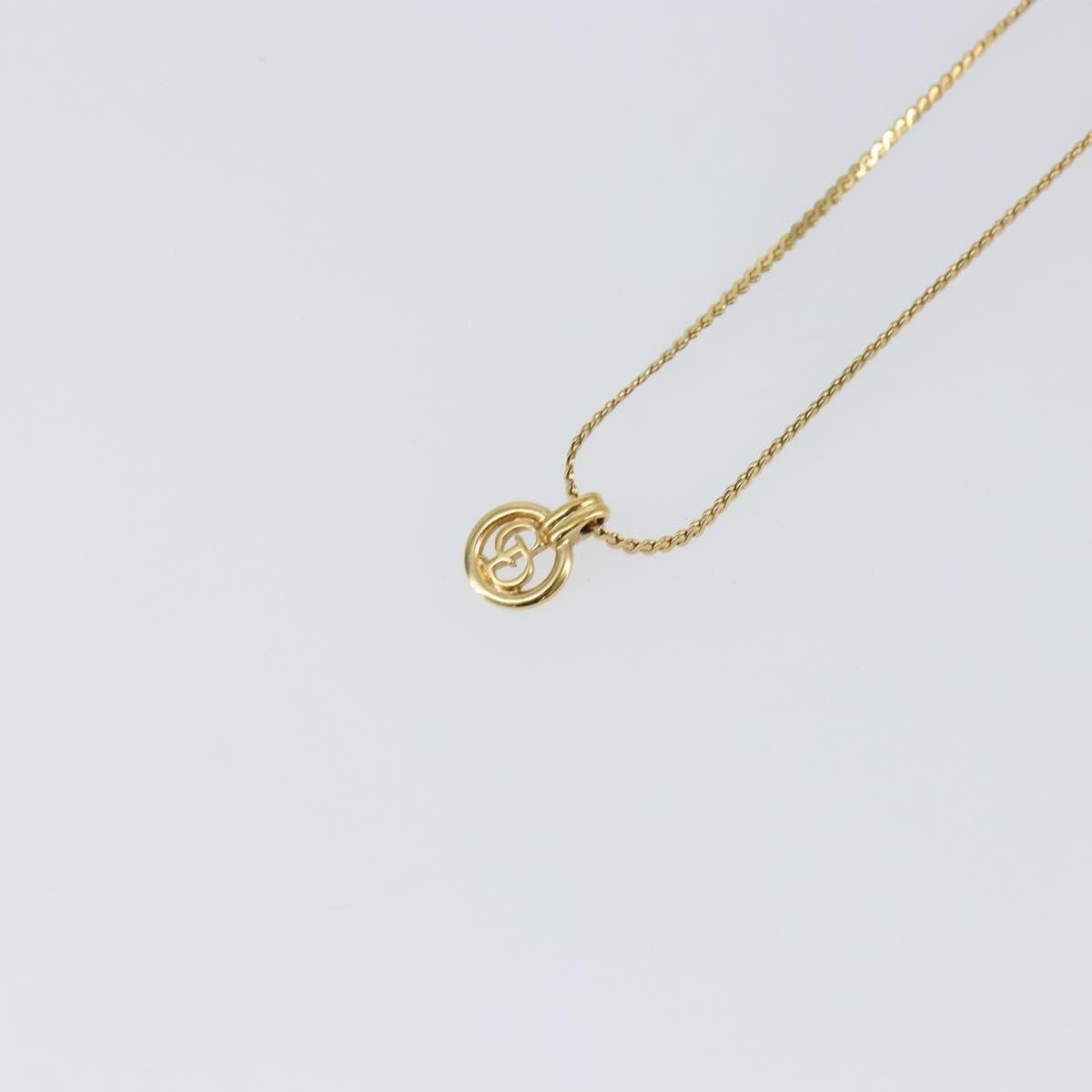 Christian Dior Cd Round Pendant Necklace Metal Gold Metal Necklace Jewelry (Pre-Owned)