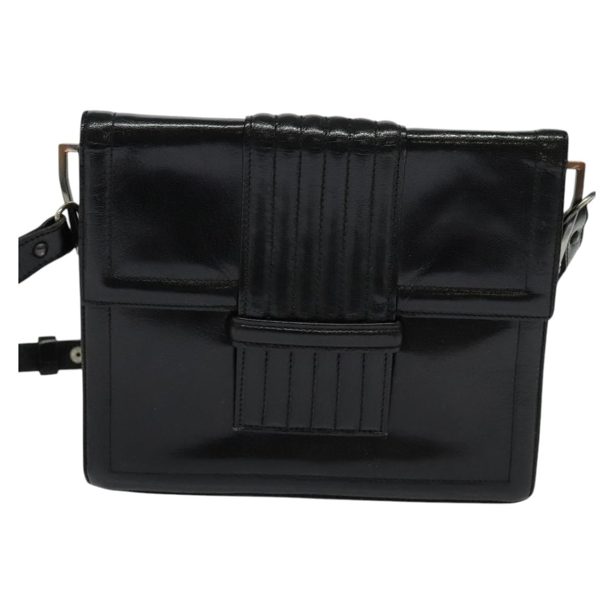 Saint Laurent Vintage Shoulder Bag Leather Black Leather Shoulder Bag Bag (Pre-Owned)