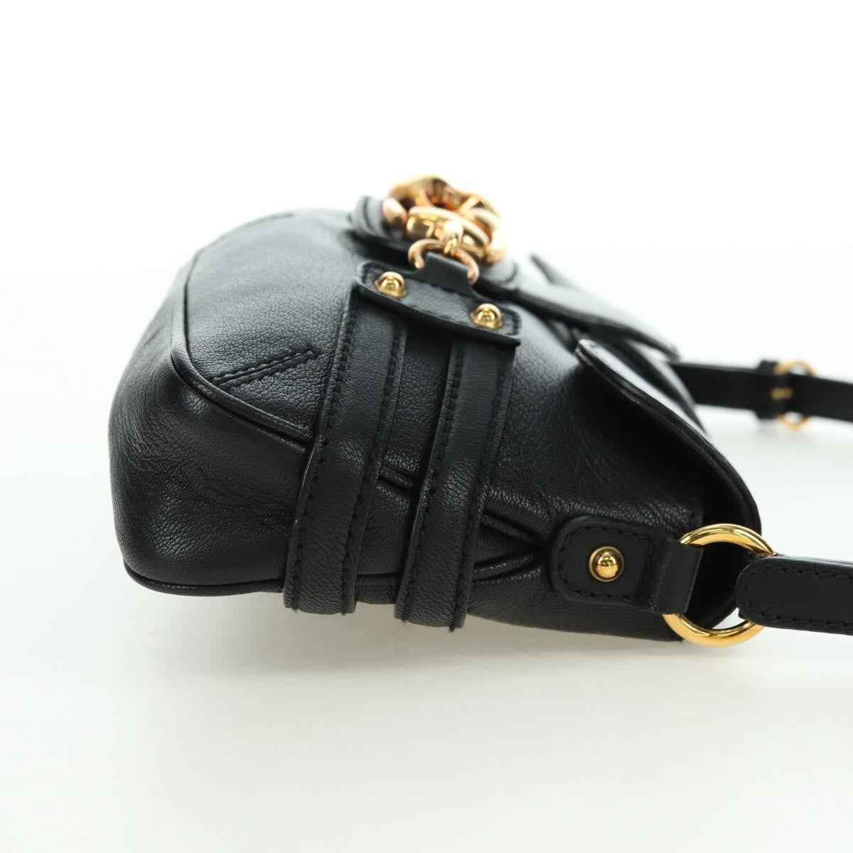 Gucci Horsebit Shoulder Bag Gg Canvas And Leather Black Leather Shoulder Bag Bag (Pre-Owned)