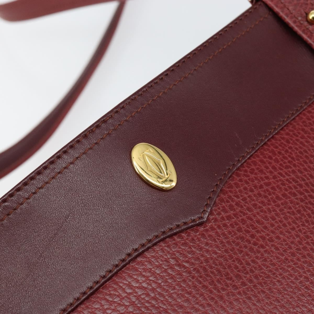 Cartier Must De Cartier Shoulder Bag Leather Burgundy Leather Shoulder Bag Bag (Pre-Owned)