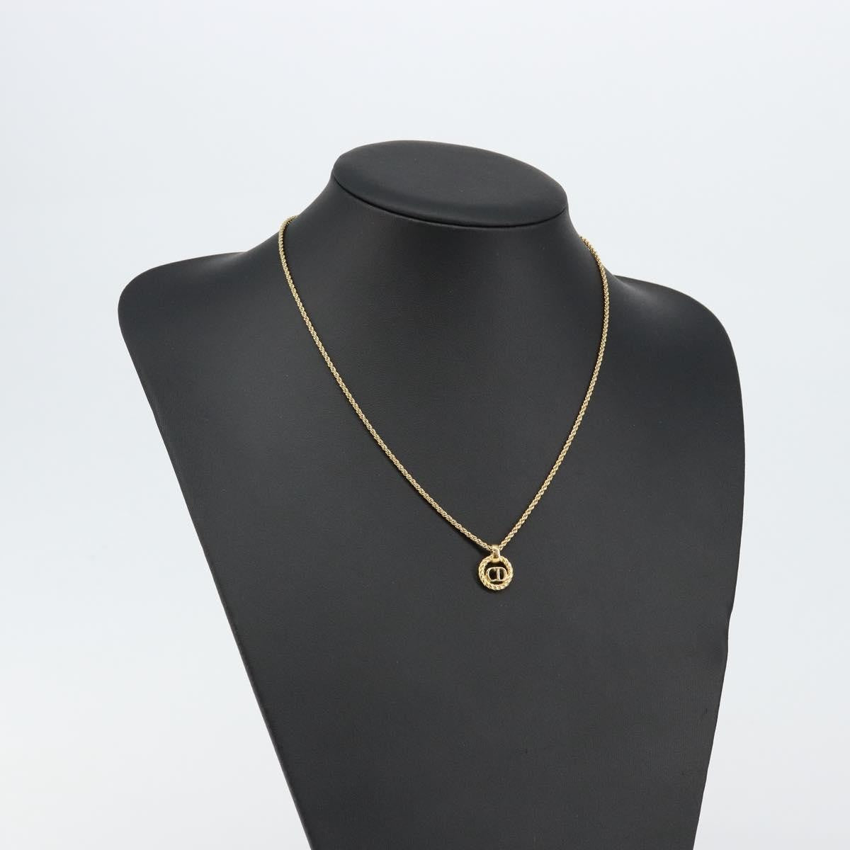Christian Dior Cd Round Pendant Necklace Metal Gold Metal Necklace Jewelry (Pre-Owned)