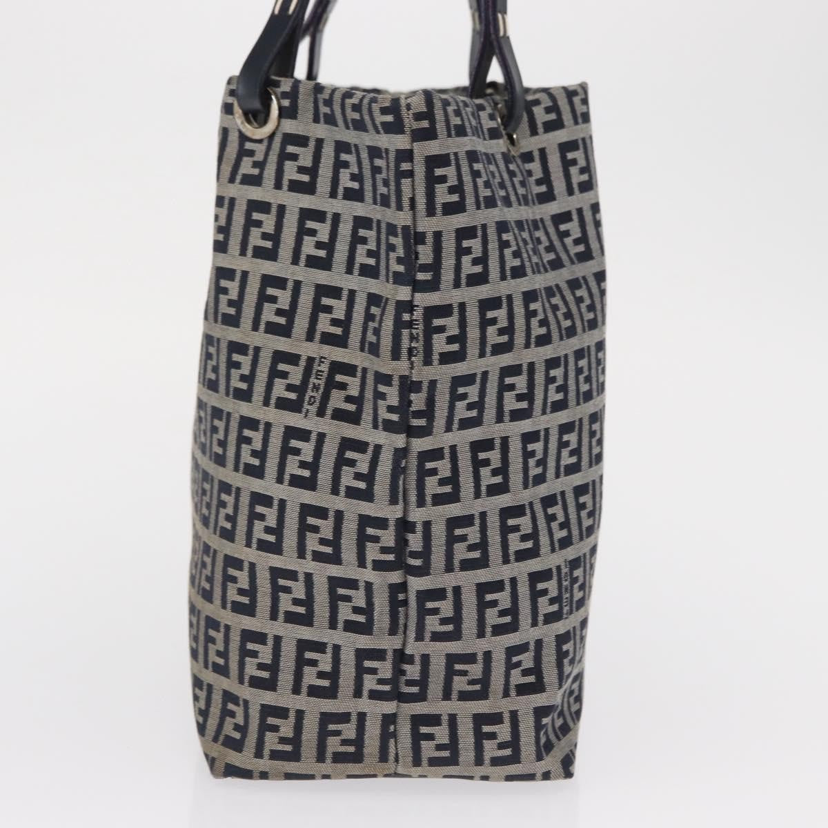 Fendi Shopping Tote Zucchino Canvas Navy Canvas Tote Bag Bag (Pre-Owned)