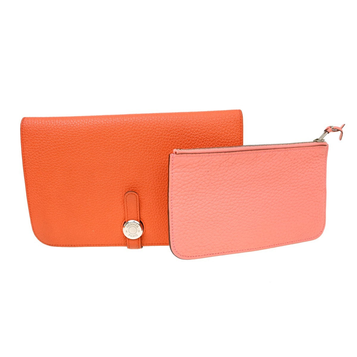 Hermes Dogon Duo Combined Wallet Leather Orange Leather Wallets Accessory (Pre-Owned)