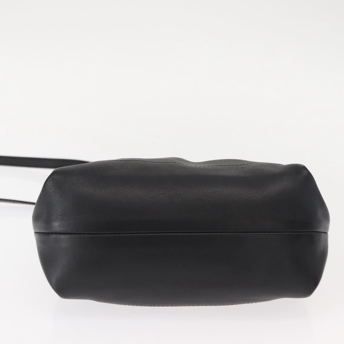 Salvatore Ferragamo W Chain Tote Leather Black Leather Handbag (Pre-Owned)