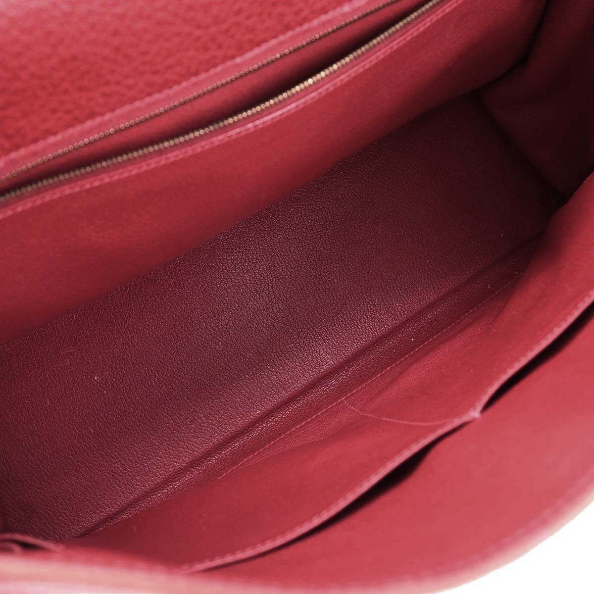 Hermes Kelly Handbag Red Clemence With Gold Hardware Red Leather Handbag (Pre-Owned)