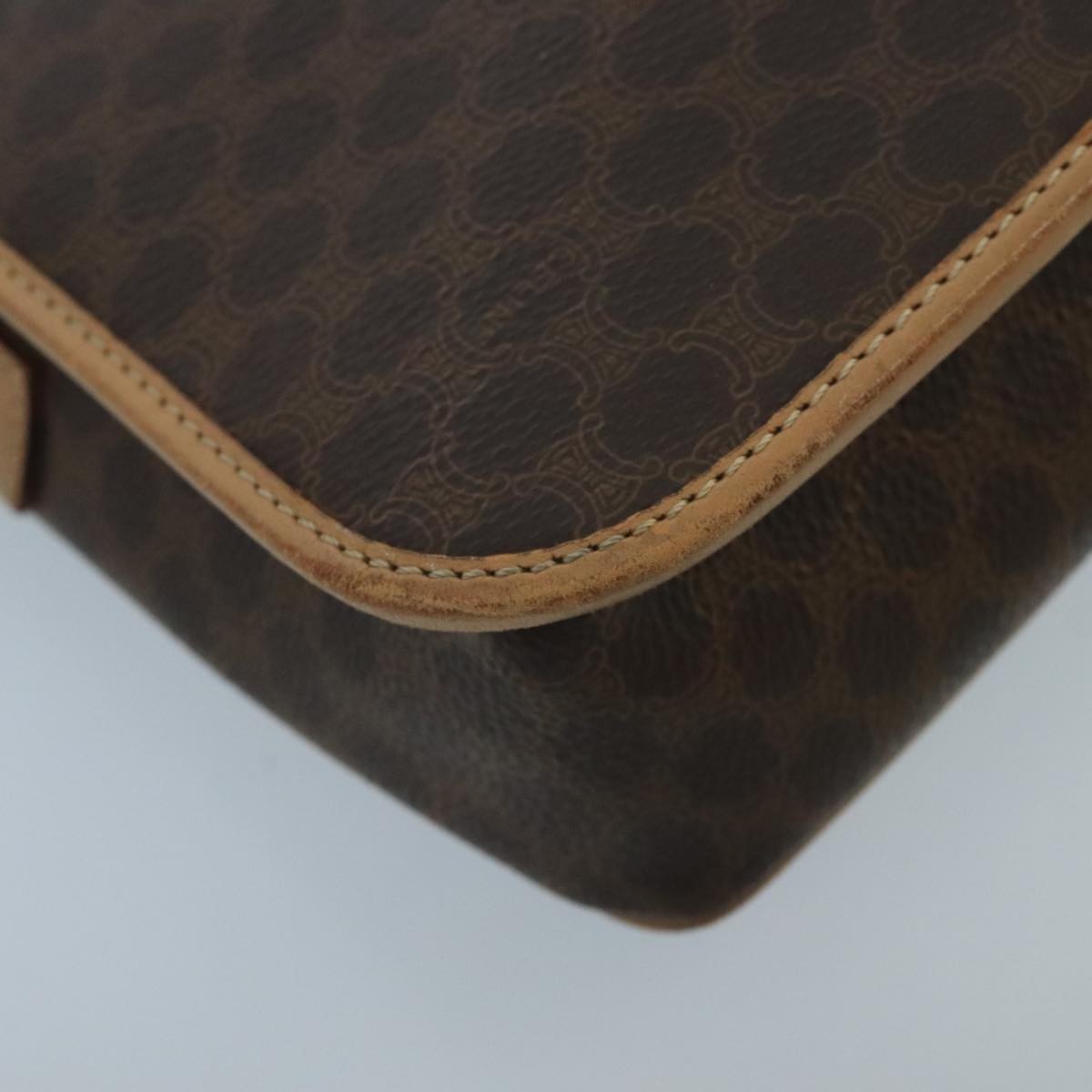 Celine Vintage Macadam Circle Logo Shoulder Bag Canvas And Leather Brown Canvas Shoulder Bag Bag (Pre-Owned)