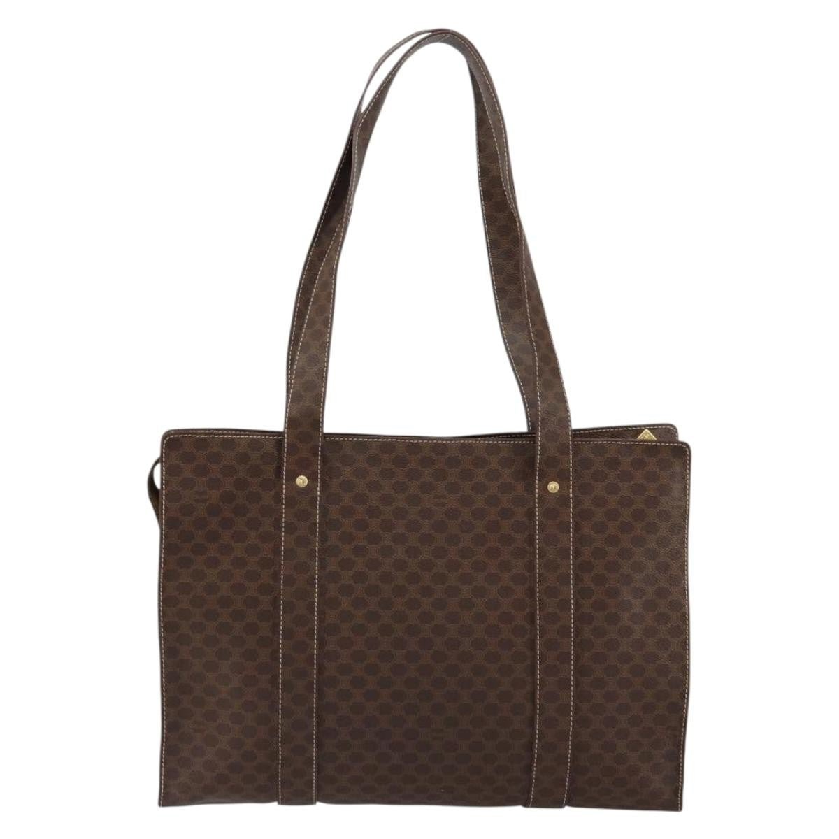 Celine Vintage Macadam Tote Bag Canvas Brown Canvas Tote Bag Bag (Pre-Owned)