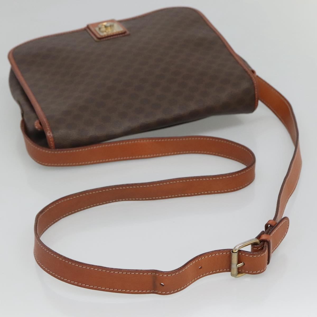 Celine Vintage Macadam Shoulder Bag Canvas And Leather Brown Canvas Shoulder Bag Bag (Pre-Owned)