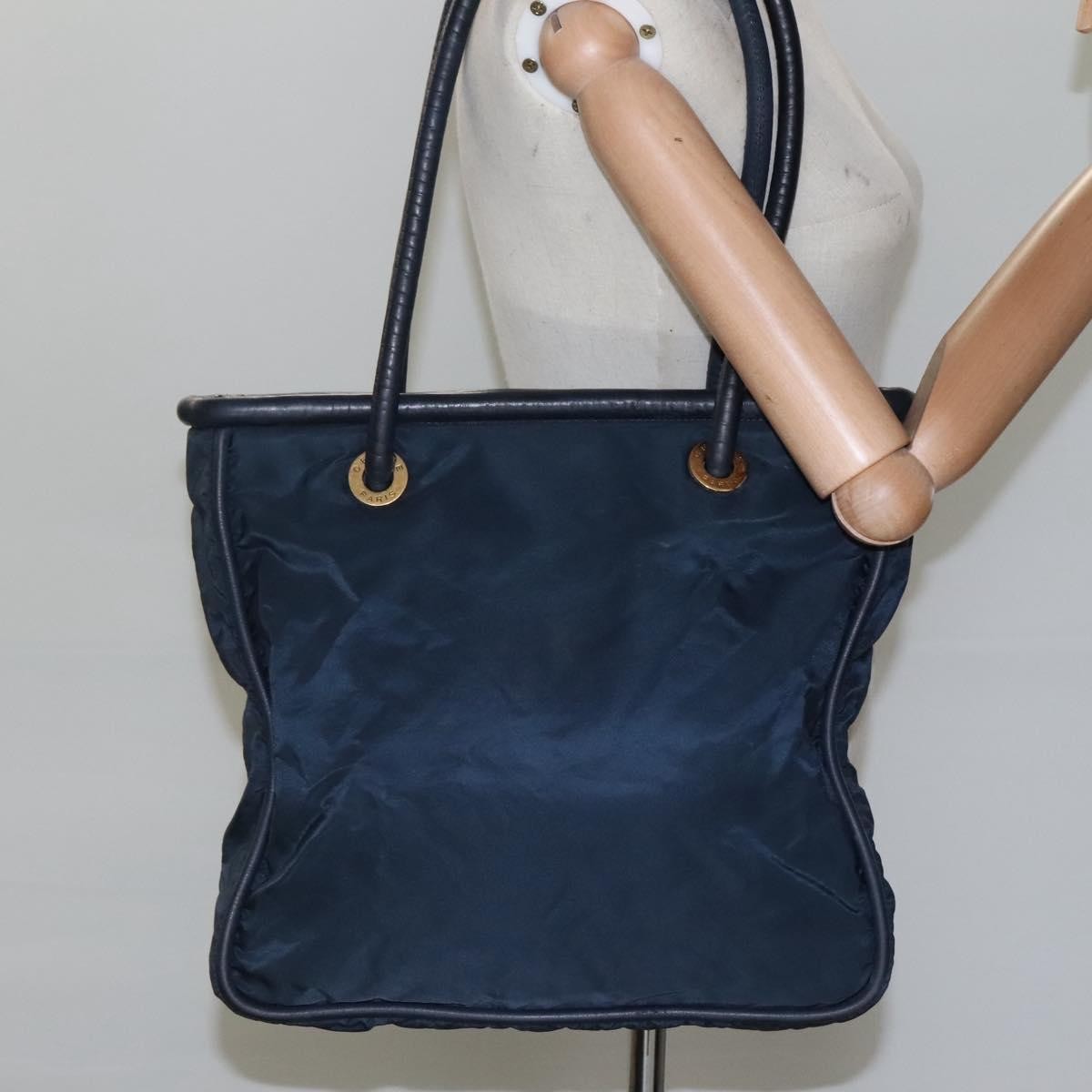 Celine Circle Logo Handbag Nylon Navy Nylon Tote Bag Bag (Pre-Owned)