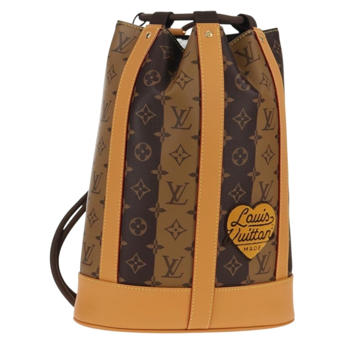 Louis Vuitton Nigo Randonnee Backpack Limited Edition Stripes Monogram Canvas Brown Canvas Shoulder Bag Bag (Pre-Owned)