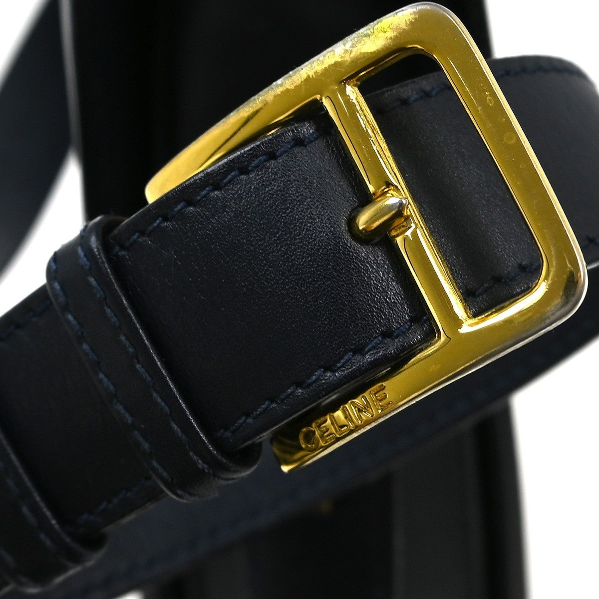Celine Triomphe Shoulder Bag Leather Navy Leather Shoulder Bag Bag (Pre-Owned)