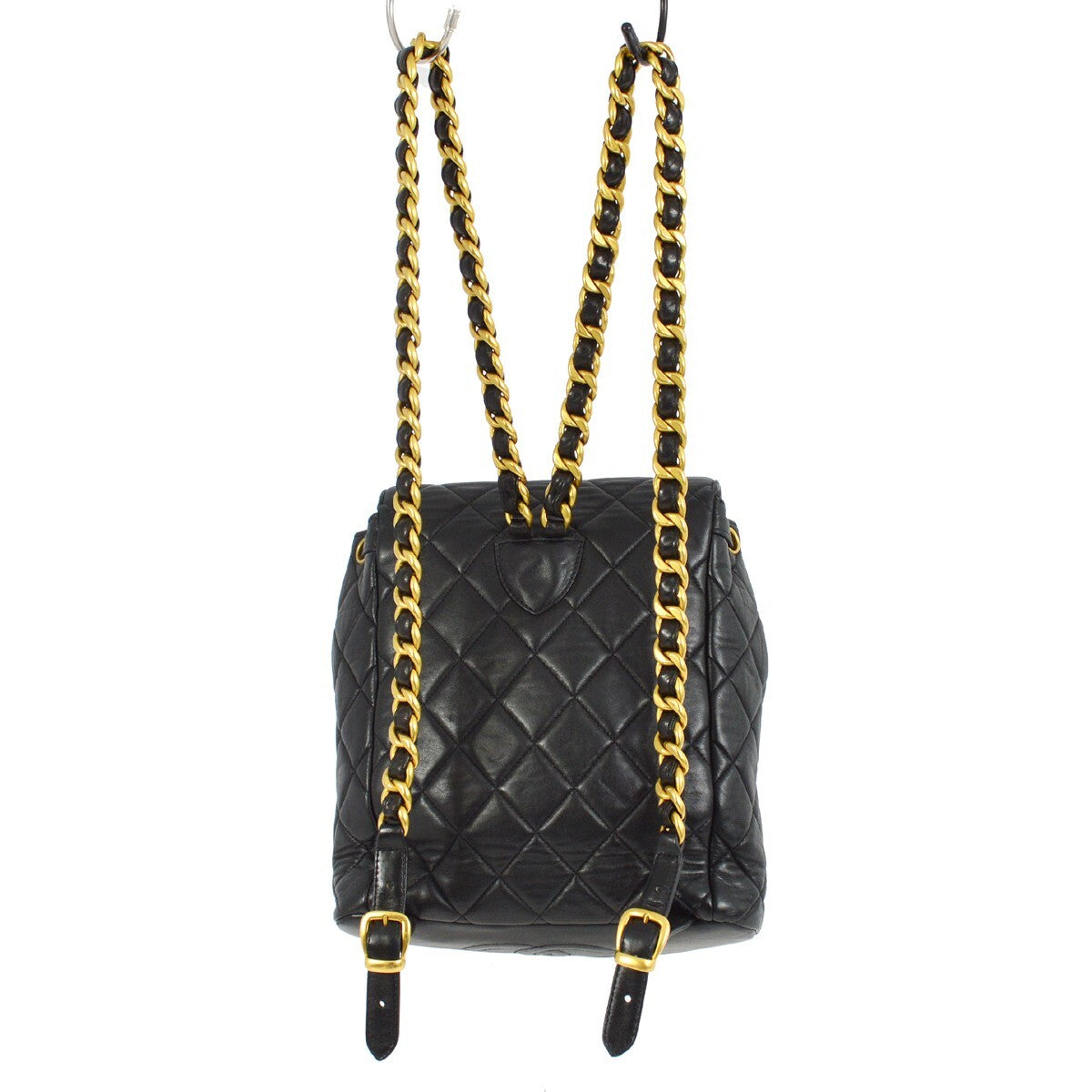 Chanel Duma Drawstring Backpack Quilted Leather Black Leather Backpack Bag (Pre-Owned)