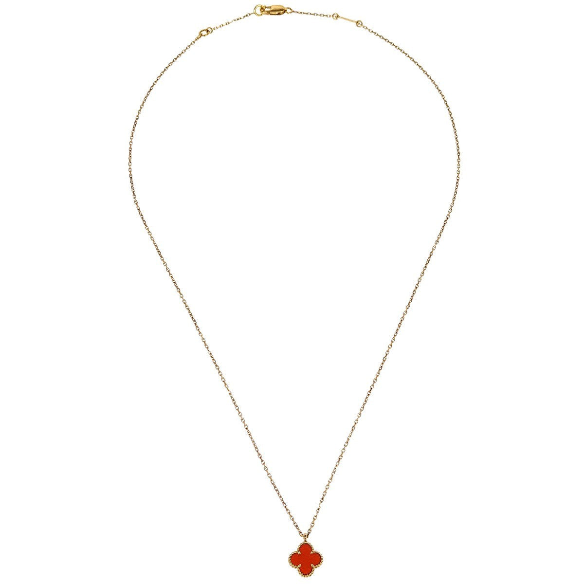 Van Cleef & Arpels Sweet Alhambra Carnelian 18K Yellow Gold Pendant Necklace (Pre-Owned)