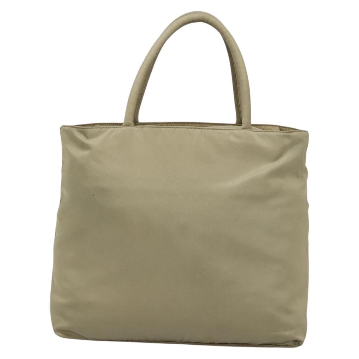 Prada Vintage Zip Tote Tessuto Beige Nylon Tote Bag Bag (Pre-Owned)