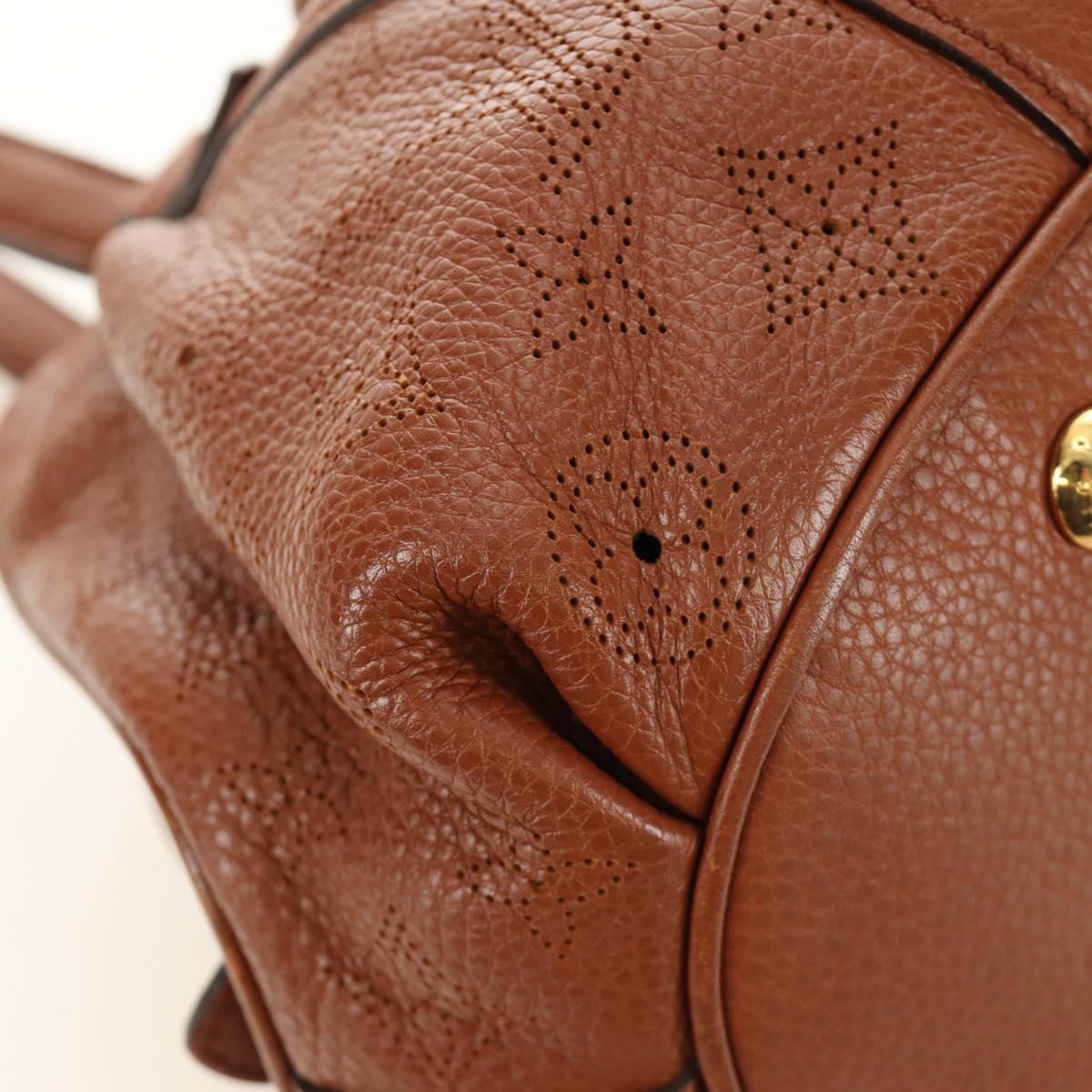 Louis Vuitton Lunar Handbag Mahina Leather Brown Leather Shoulder Bag Bag (Pre-Owned)