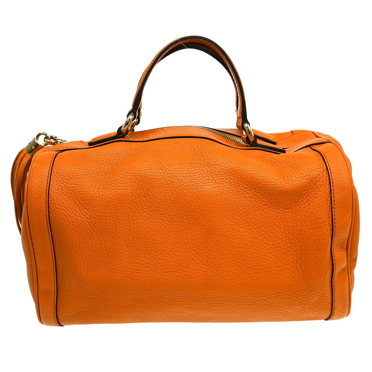Gucci Soho Boston Bag Leather Orange Leather Handbag (Pre-Owned)