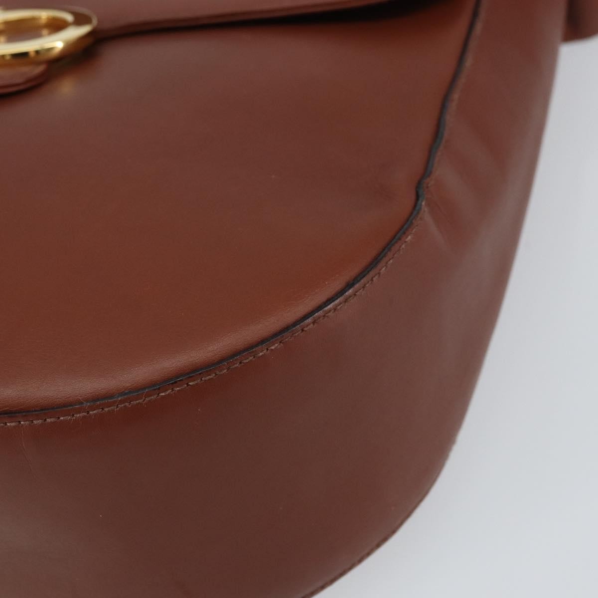 Salvatore Ferragamo Gancini Shoulder Bag Leather Brown Leather Shoulder Bag Bag (Pre-Owned)