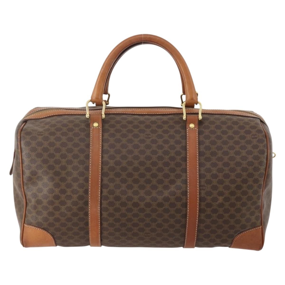 Celine Vintage Duffle Bag Macadam Coated Canvas Brown Canvas Travel Bag Bag (Pre-Owned)