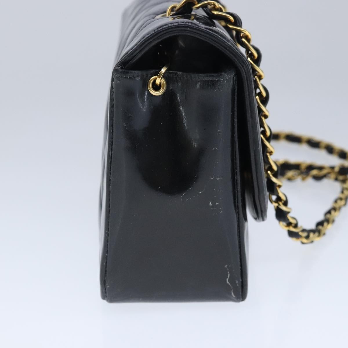 Chanel Vintage So Black Diana Flap Bag Quilted Patent Black Patent_Leather Shoulder Bag Bag (Pre-Owned)
