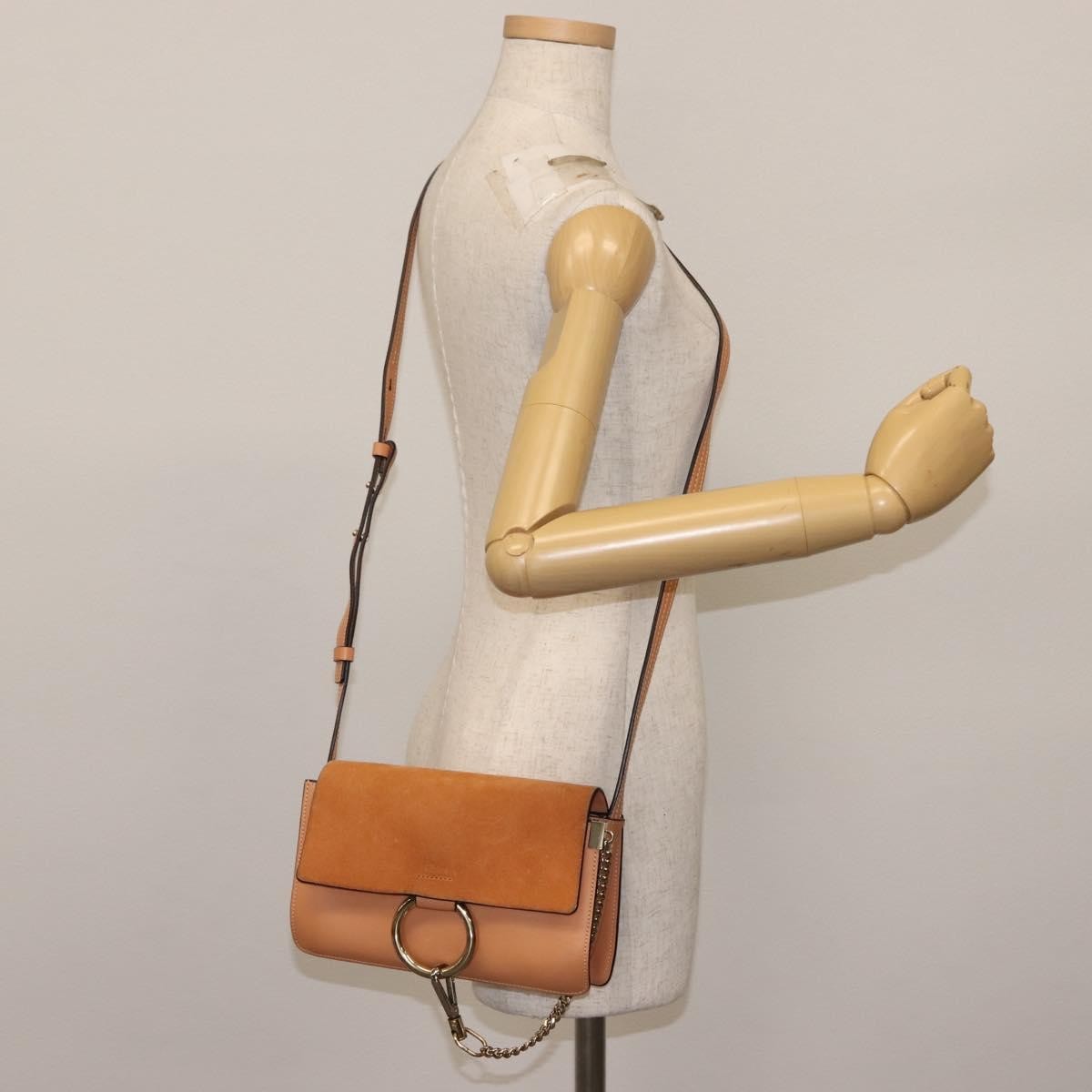 Chloe Faye Shoulder Bag Leather And Suede Beige Leather Bag (Pre-Owned)