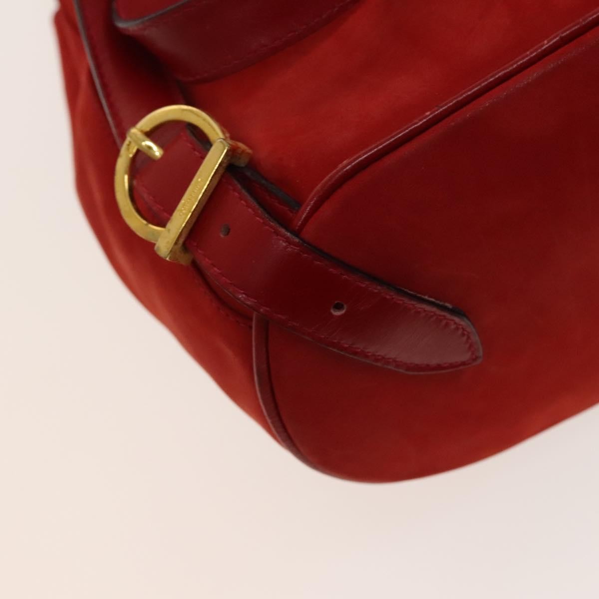 Salvatore Ferragamo Gancini Flap Drawstring Backpack Suede Red Suede Backpack Bag (Pre-Owned)