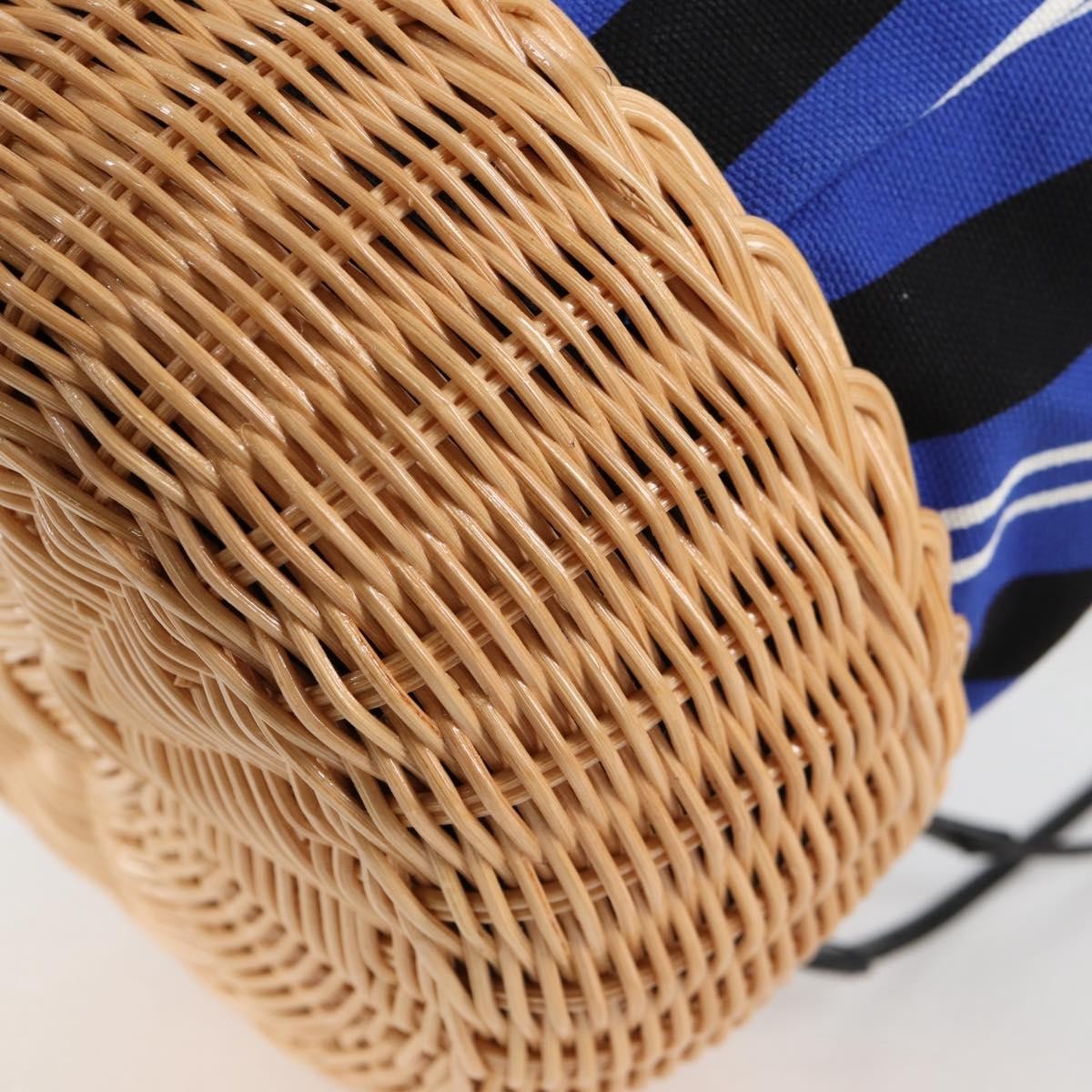 Prada Drawstring Bucket Bag Canvas And Wicker Blue Canvas Handbag (Pre-Owned)