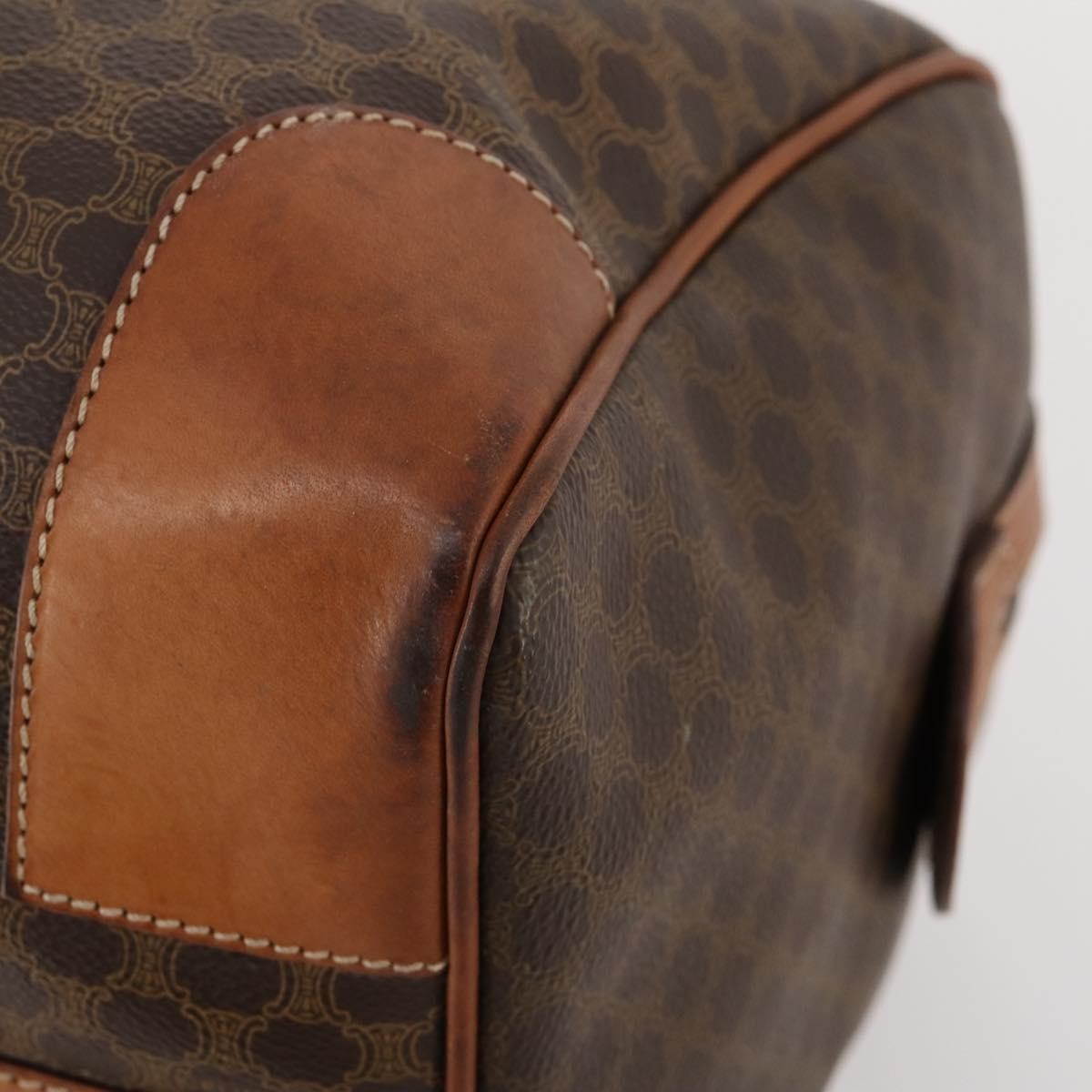 Celine Vintage Duffle Bag Macadam Coated Canvas Brown Canvas Travel Bag Bag (Pre-Owned)