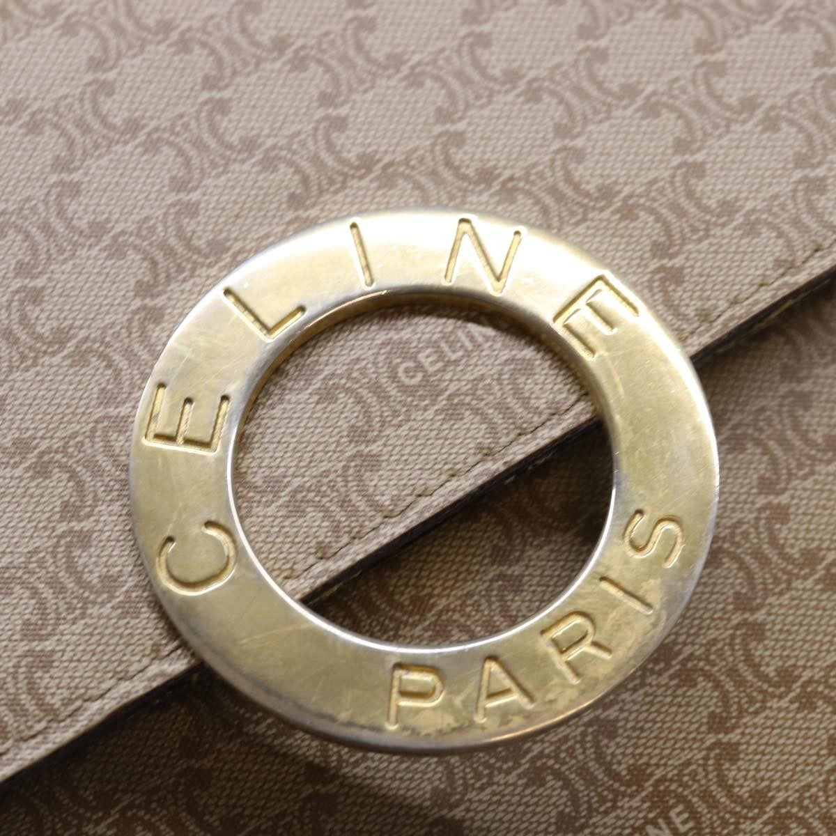 Celine Vintage Macadam Circle Logo Shoulder Bag Canvas And Leather Beige Canvas Shoulder Bag Bag (Pre-Owned)